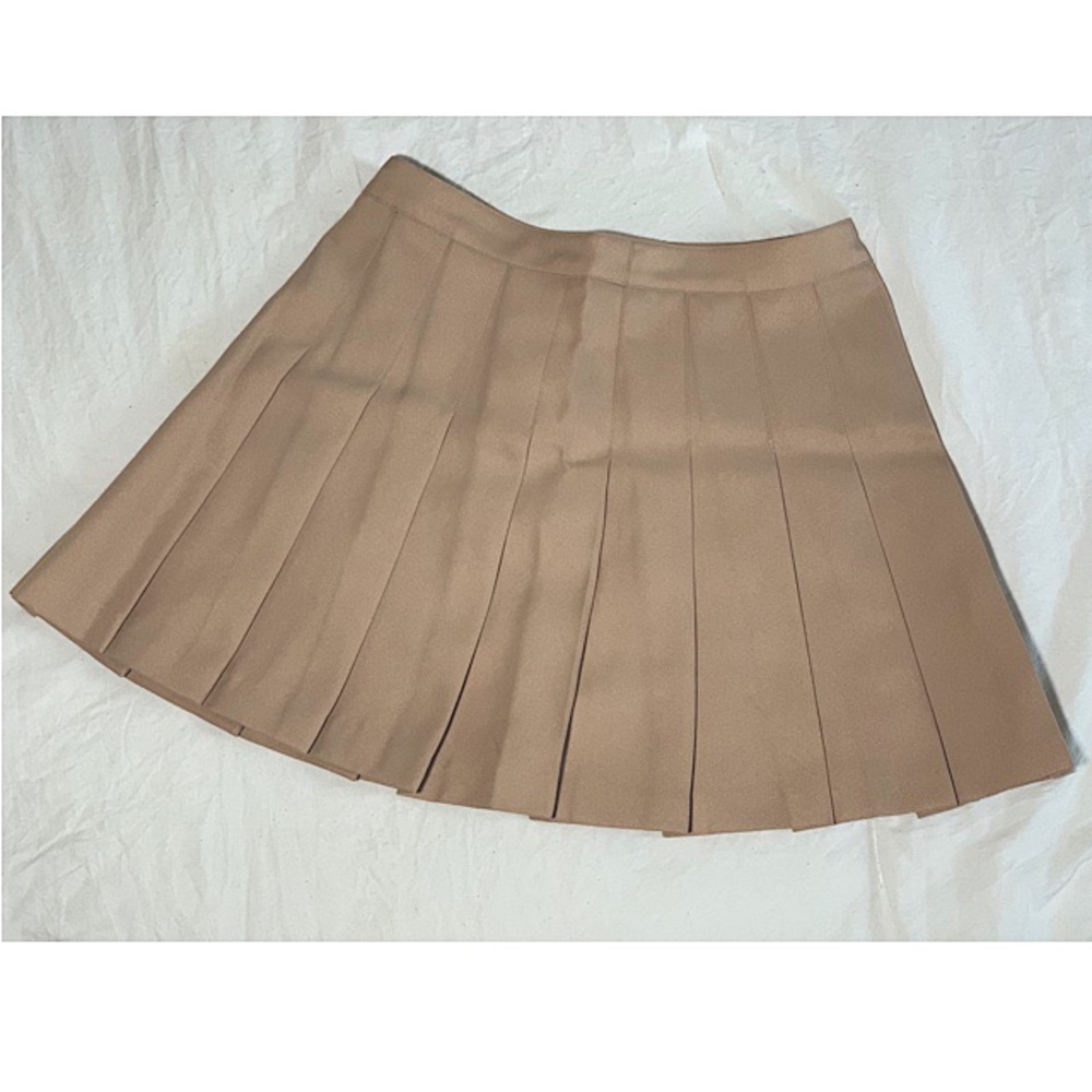 Cream Pleated Mini Skirt